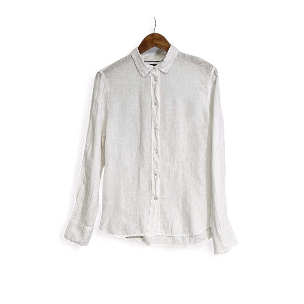 J. Crew White Button-Down Linen Shirt